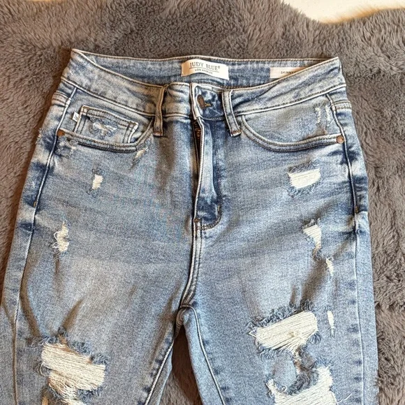 Judy Blue Distressed Skinny Fit Jeans - Picture 2 of 5